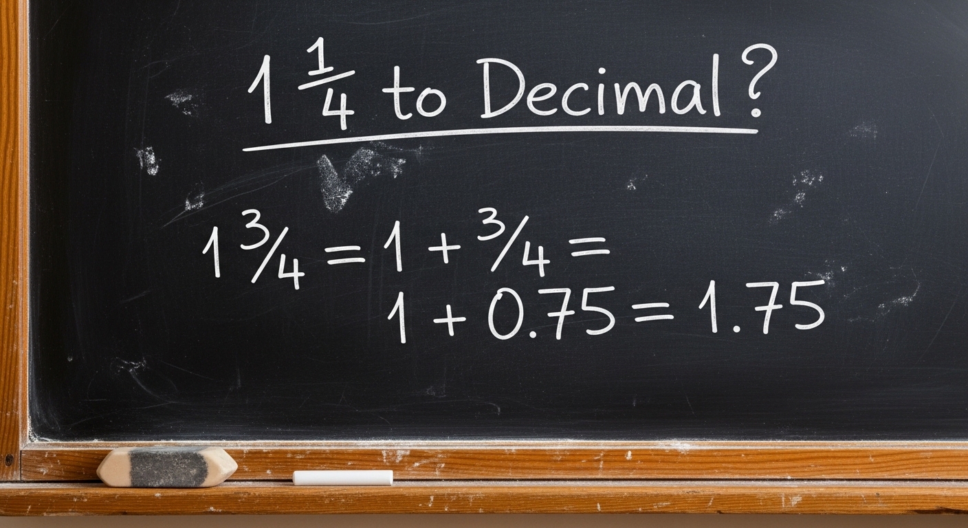 What is 1 3/4 to Decimal?